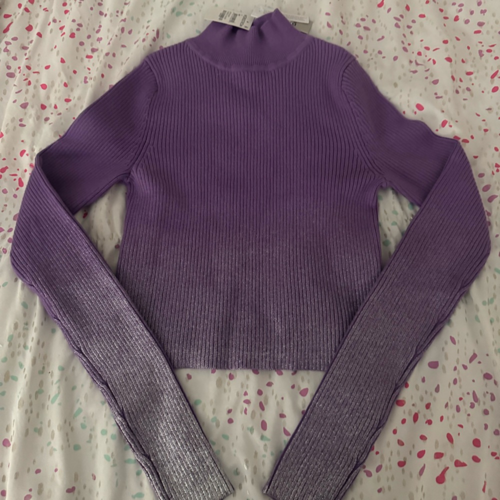 BP Lavender Ribbed Turtleneck Sweater